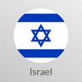 Flag of Israel round icon, badge or button. Israeli national symbol. Vector illustration. Royalty Free Stock Photo